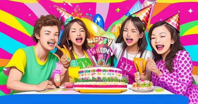 งานฉลองวันเกิดที่เต็มไปด้วยสีสันและเพื่อนๆ