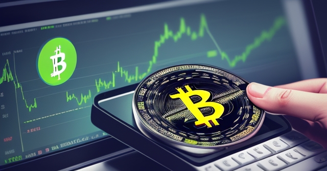 สัญลักษณ์ Bitcoin ท่ามกลางข้อมูลทางการเงินที่ผันผวน