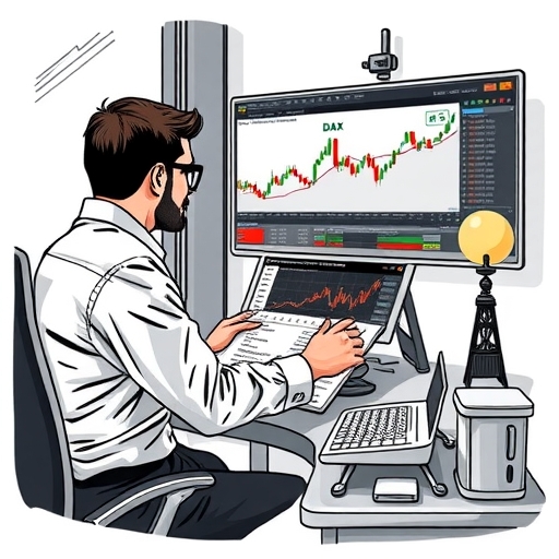 หน้าจอแสดงข่าวการเงินและข้อมูลดัชนี DAX