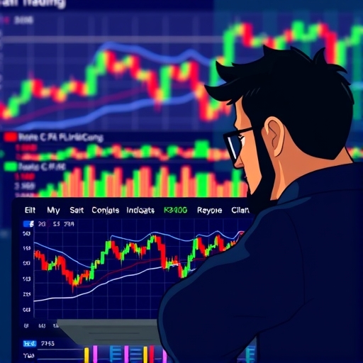 นักเทรดกำลังวิเคราะห์ Fractal Indicator บนกราฟและแผนภูมิ