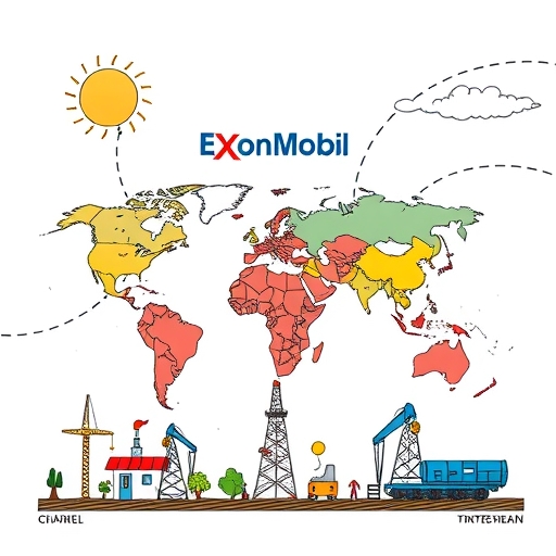 ภาพแสดงการดำเนินธุรกิจของ ExxonMobil ตั้งแต่ต้นน้ำถึงปลายน้ำ