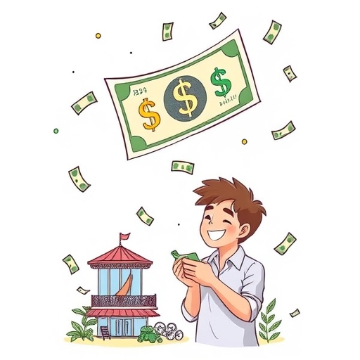 ธนบัตรลอยอยู่ในอากาศสัญลักษณ์แห่งความฝันและความมั่งคั่ง