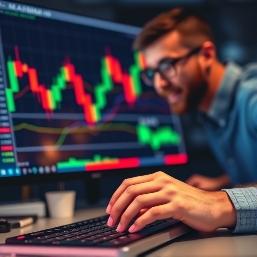 กราฟการเทรด Forex ที่แสดงแท่งเทียน