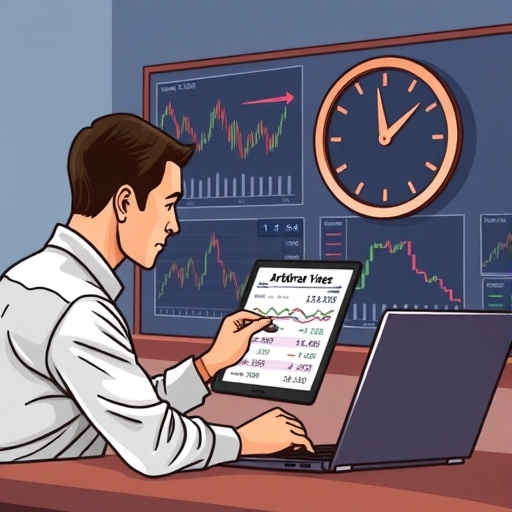 นาฬิกาดิจิตอลแสดงการประมวลผลการเทรด Forex อย่างรวดเร็ว