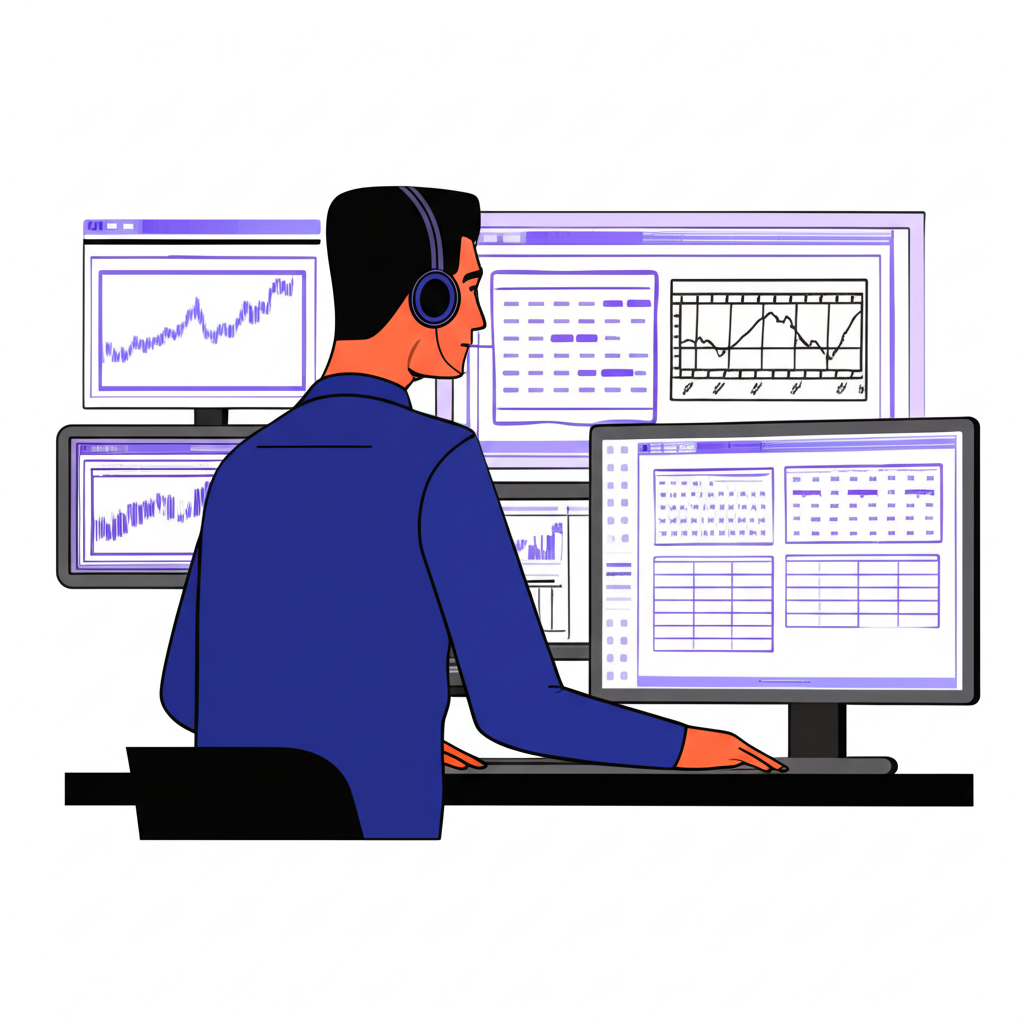 illustration of a forex trader analyzing margin