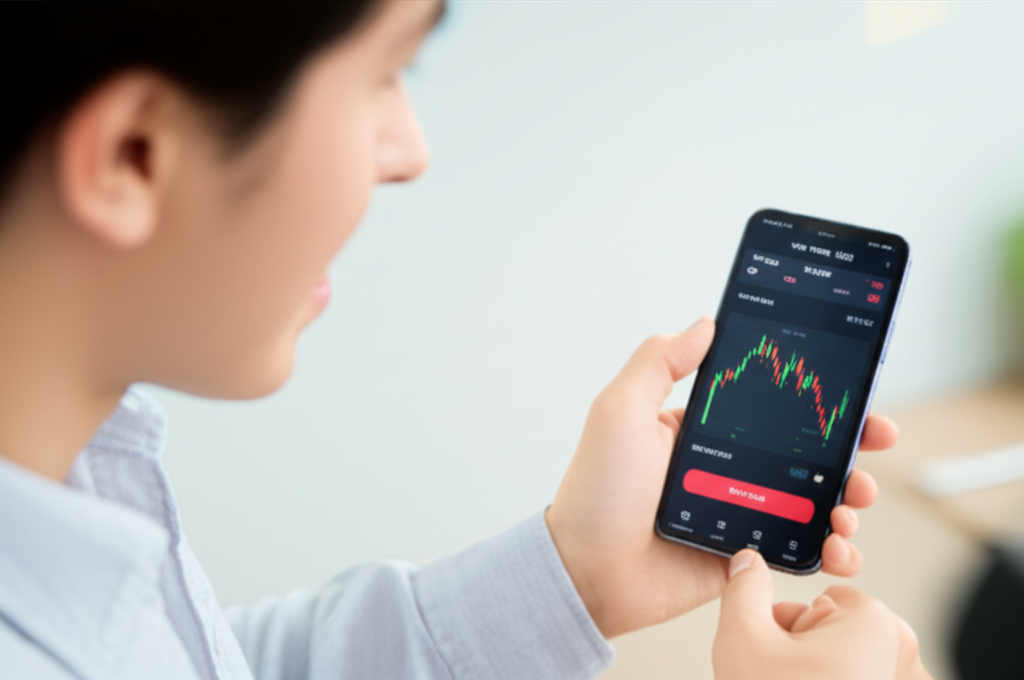 นักลงทุนมือใหม่ใช้งานแอปพลิเคชัน Copy Trading บนมือถือ