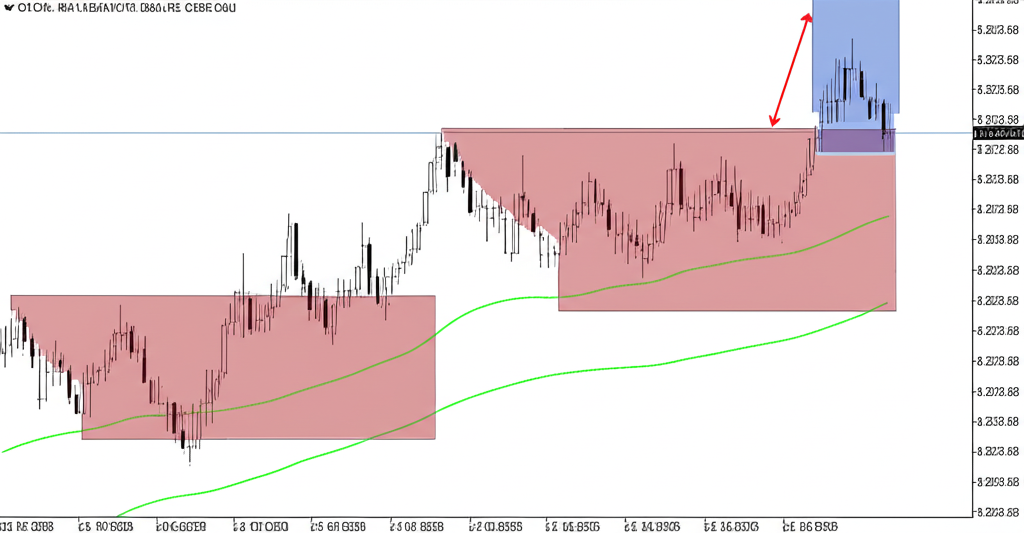illustration of trading chart with demand supply zones