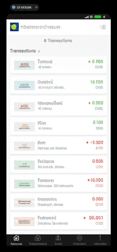 แอปพลิเคชันกระเป๋าเงินดิจิทัลที่แสดงธุรกรรมสกุลเงินไทย