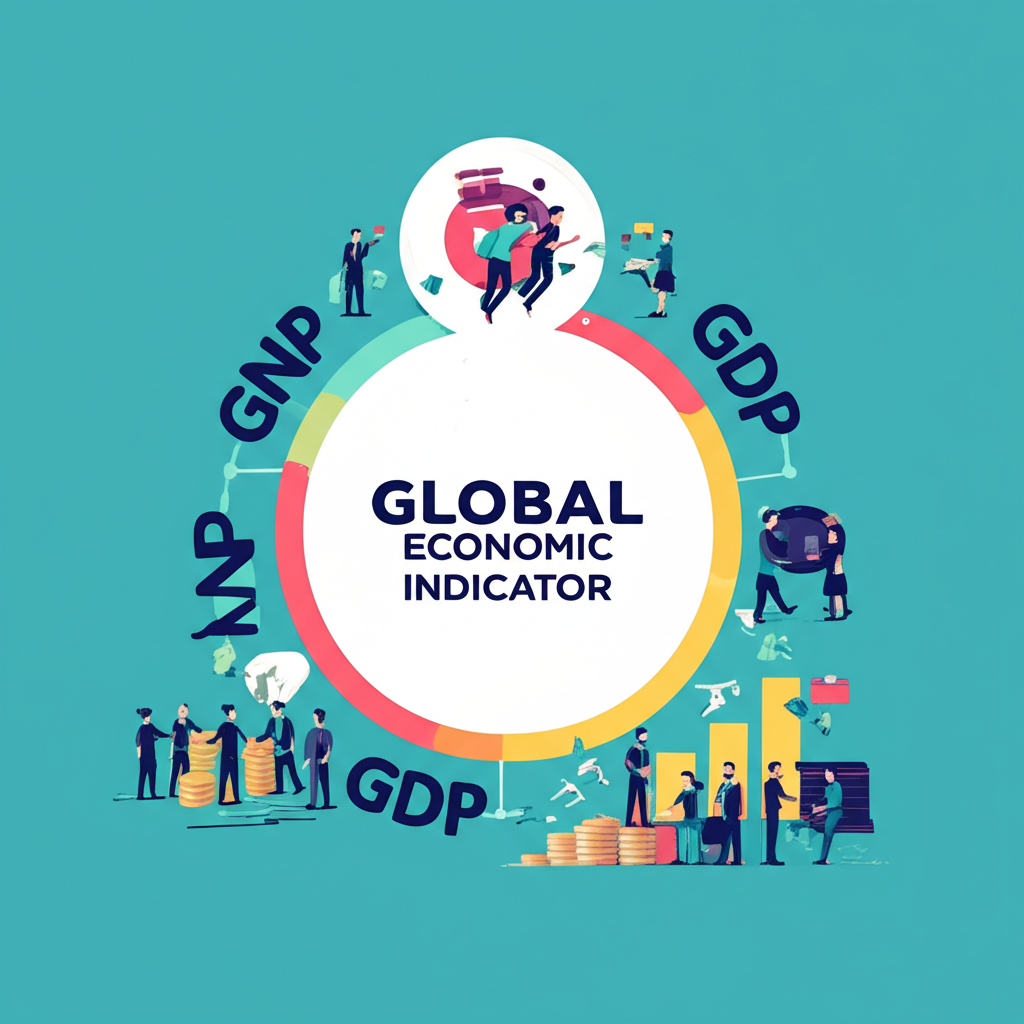 ภาพประกอบดัชนีเศรษฐกิจโลก GNP และ GDP ที่สะท้อนสุขภาพเศรษฐกิจและศักยภาพของพลเมือง