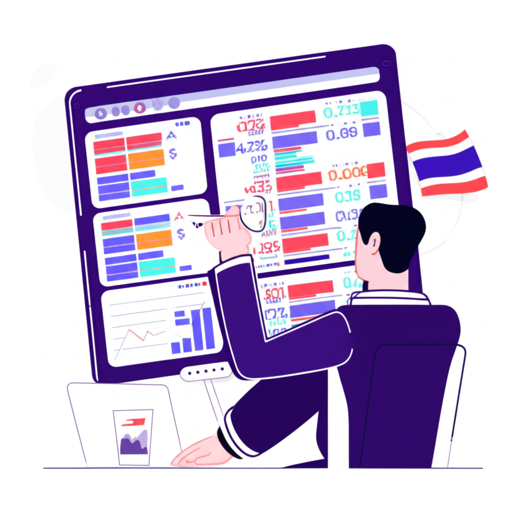 ภาพประกอบนักลงทุนชาวไทยใช้แพลตฟอร์ม Forex Factory News วิเคราะห์ข้อมูลเศรษฐกิจโลกเพื่อการตัดสินใจเทรดอย่างชาญฉลาด
