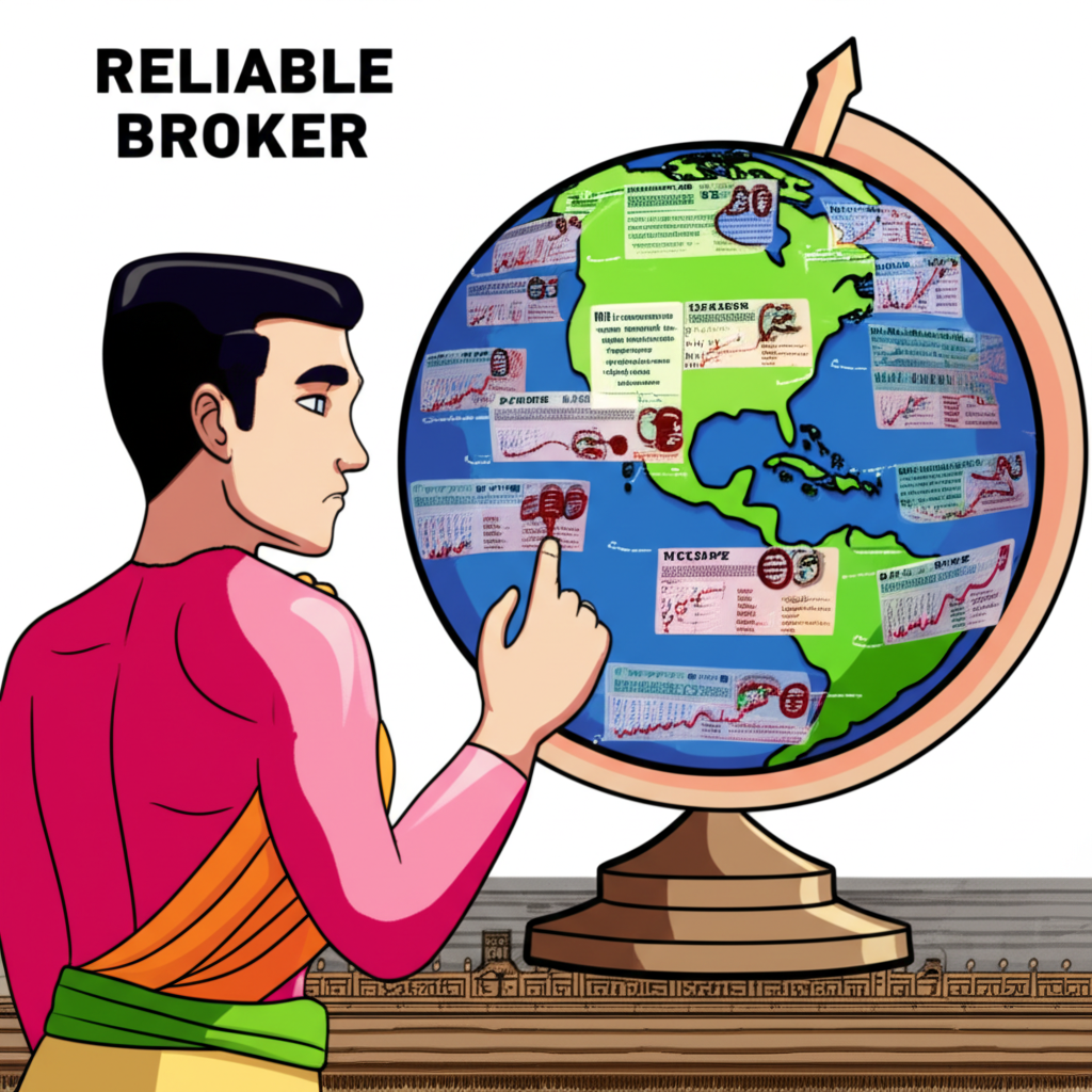 ภาพประกอบเทรดเดอร์ไทยมองโลกที่เป็นสัญลักษณ์ตลาด Forex พร้อมโบรกเกอร์ที่เชื่อถือได้เป็นสะพานเชื่อม