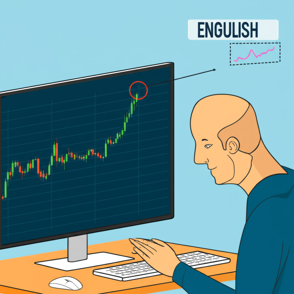 illustration of a trader analyzing an engulfing pattern on a stock market chart or forex chart for potential profit