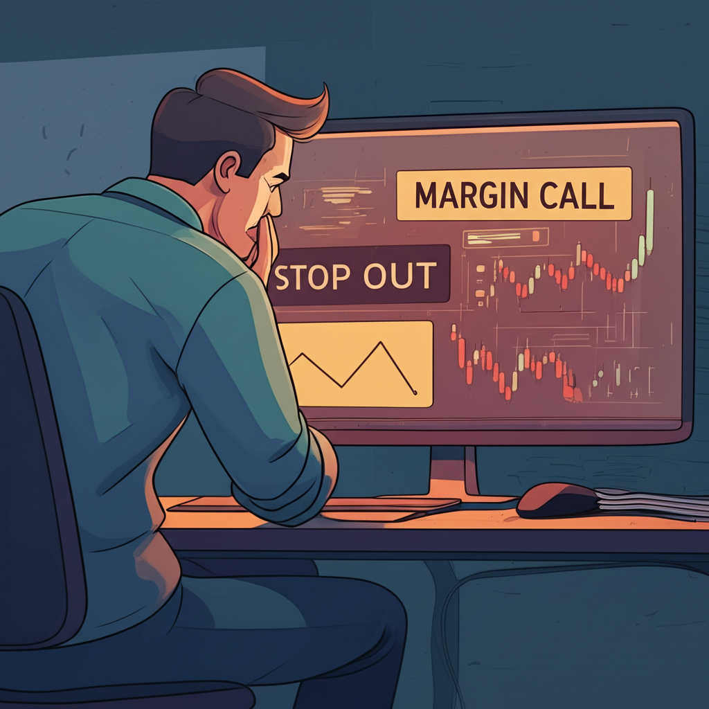นักเทรด Forex ชาวไทยกังวลเมื่อเห็นการแจ้งเตือน 'Margin Call' และ 'Stop Out' บนหน้าจอ แสดงถึงความเสี่ยงจากการใช้เลเวอเรจสูง