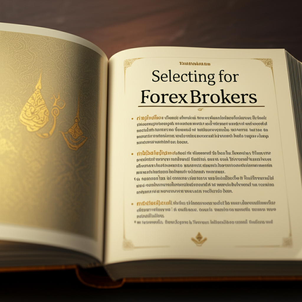 Guide book illustrating key factors for selecting Forex brokers with Thai elements