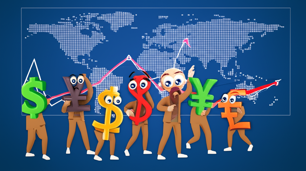 Currency symbols reacting to economic data