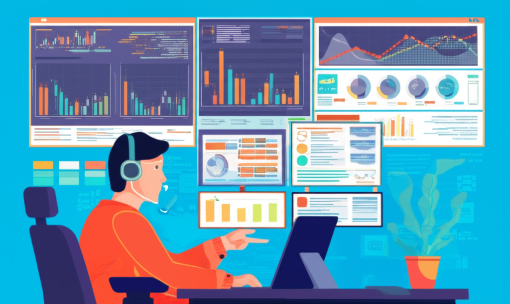 illustration a trader navigating fast forex market with data tools