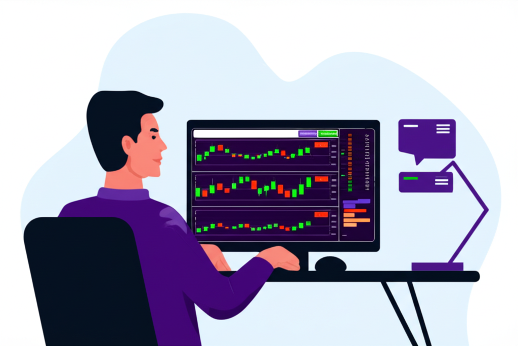Thai trader using MT5 PC platform with charts and data
