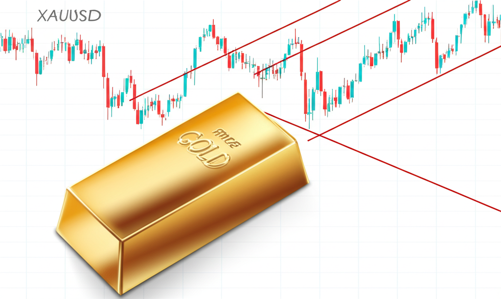 แท่งทองคำพร้อมกราฟ XAUUSD แสดงการเคลื่อนไหวราคาที่ผันผวนทดสอบแนวรับและแนวต้าน