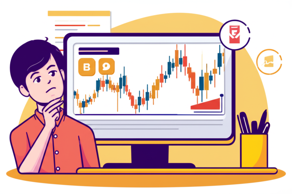 นักเทรดมือใหม่ชาวไทยกำลังพิจารณาโบรกเกอร์ Forex ต่างๆ พร้อมดูกราฟการเงินที่ซับซ้อน