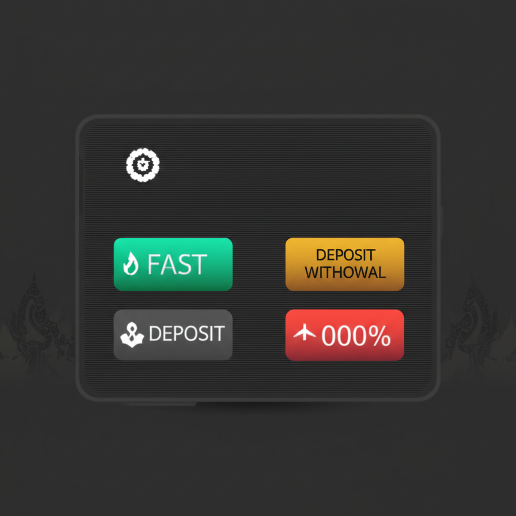 ภาพประกอบของแพลตฟอร์มการเทรดสมัยใหม่พร้อมไอคอนฝากถอนเงินที่รวดเร็ว และพื้นหลังวัฒนธรรมไทยแบบละมุน