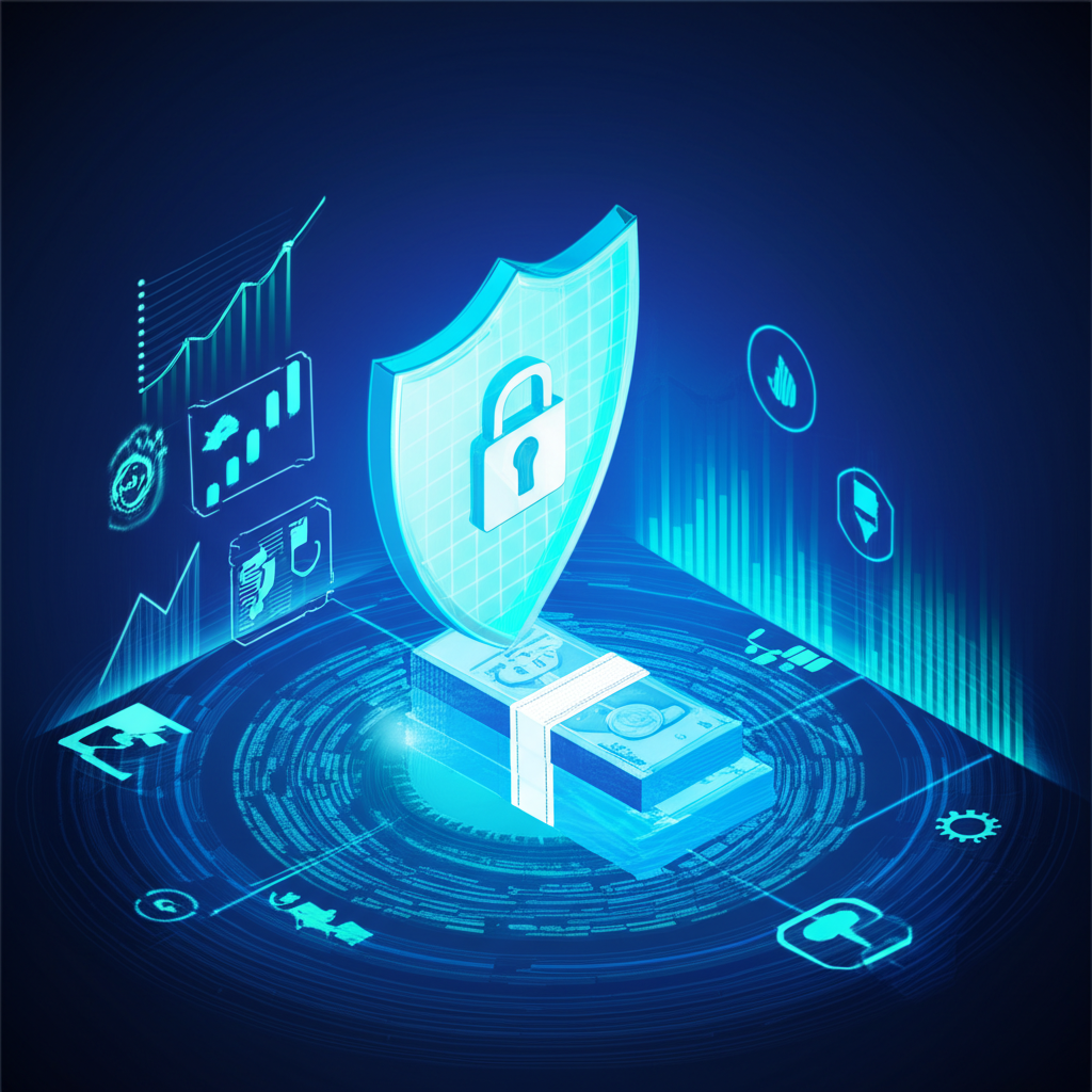 A secure forex broker platform protecting Thai traders assets from risks in a digital environment illustration style