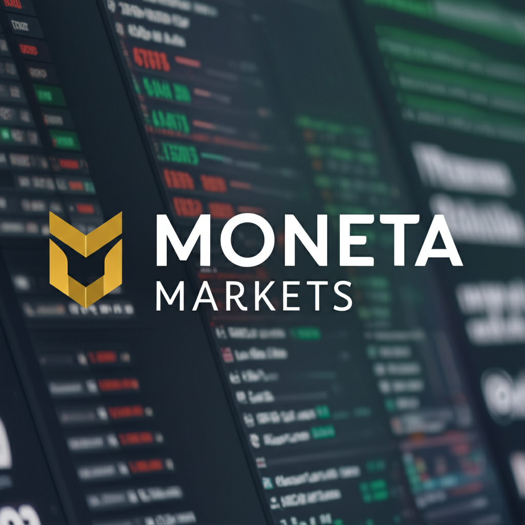 โลโก้ Moneta Markets พร้อมสัญลักษณ์การกำกับดูแลอย่าง FCA สะท้อนความน่าเชื่อถือ มาตรฐานระดับโลก และรองรับแพลตฟอร์มการเทรดหลากหลายสำหรับนักเทรดไทย