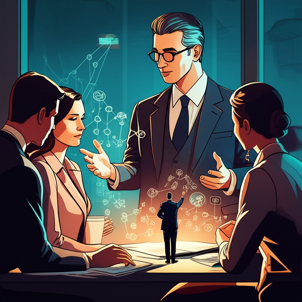 illustration of an expert fund manager collecting capital from limited large investors using complex strategies