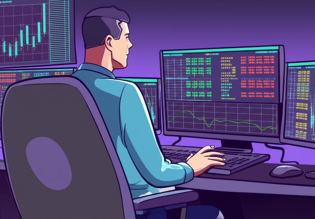 illustration of a trader in thailand quickly accessing funds and profits in a fast paced forex market