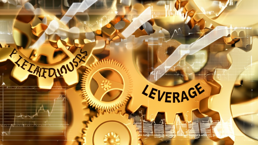 Illustration of forex trading mechanics with gears, charts, and gold concepts