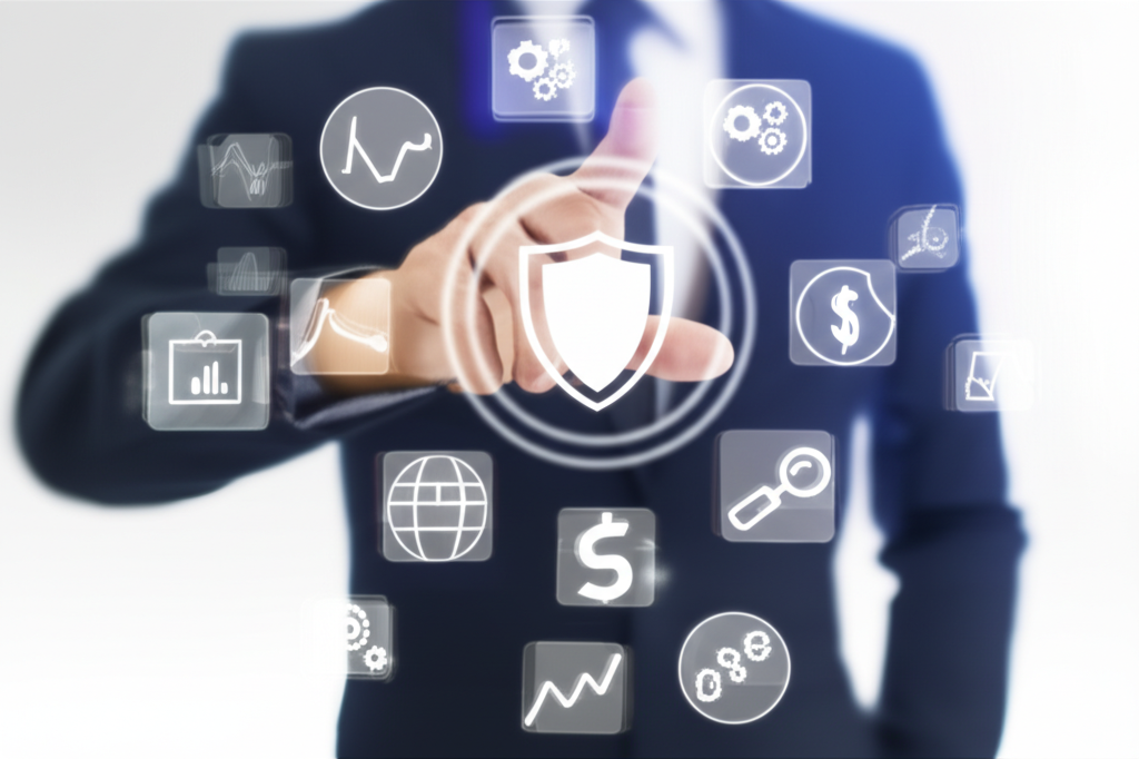 Illustration of a person carefully selecting from various forex broker icons each representing different criteria like regulation low spreads and diverse platforms gears and magnifying glass elements