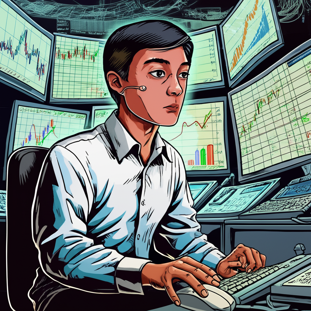 Thai trader navigating forex market illustration