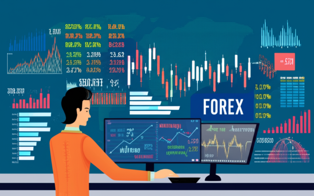 นักลงทุนชาวไทยกำลังเทรด Forex บนตลาดดิจิทัลระดับโลก พร้อมกราฟข้อมูลและสีสันสดใส