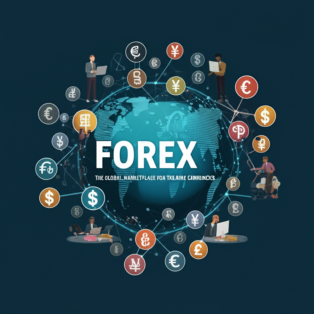 Illustration of diverse traders exchanging currencies on a global digital network showing forex definition