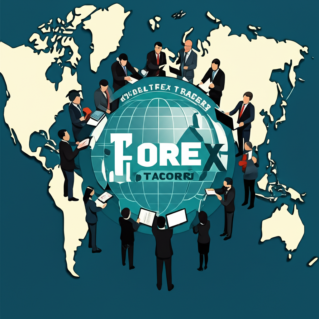 illustration a forex factory logo with global traders around it