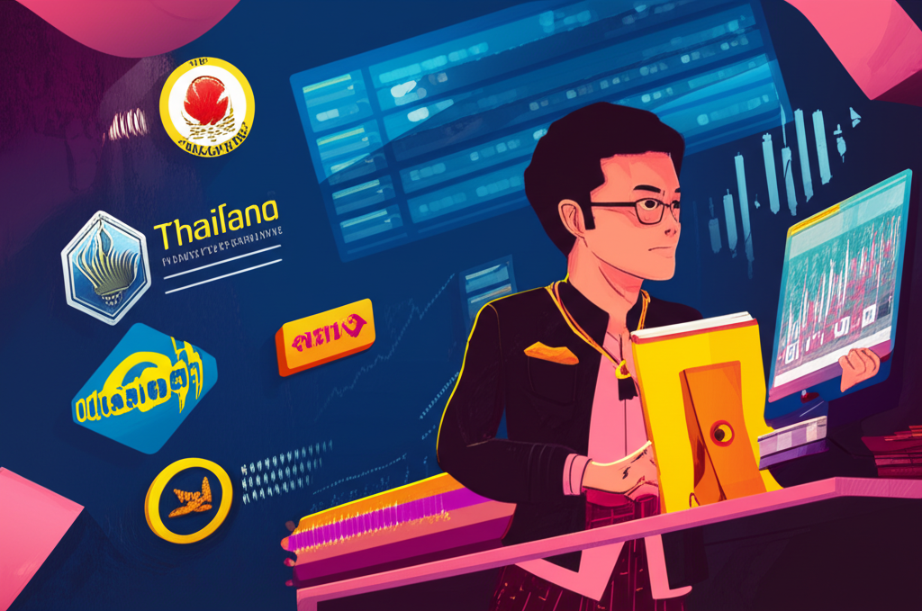 Thai trader navigating complex financial market with safe and trusted brokers in Thailand
