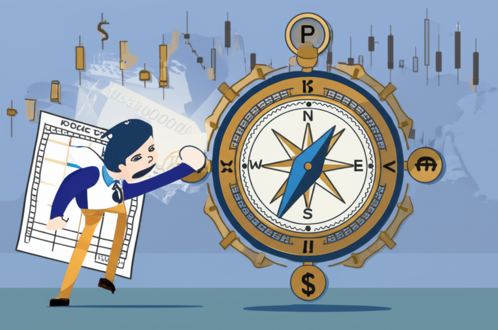 ภาพประกอบนักเทรดนำทางตลาด Forex ที่ผันผวนด้วยปฏิทินเศรษฐกิจเป็นเข็มทิศนำทาง