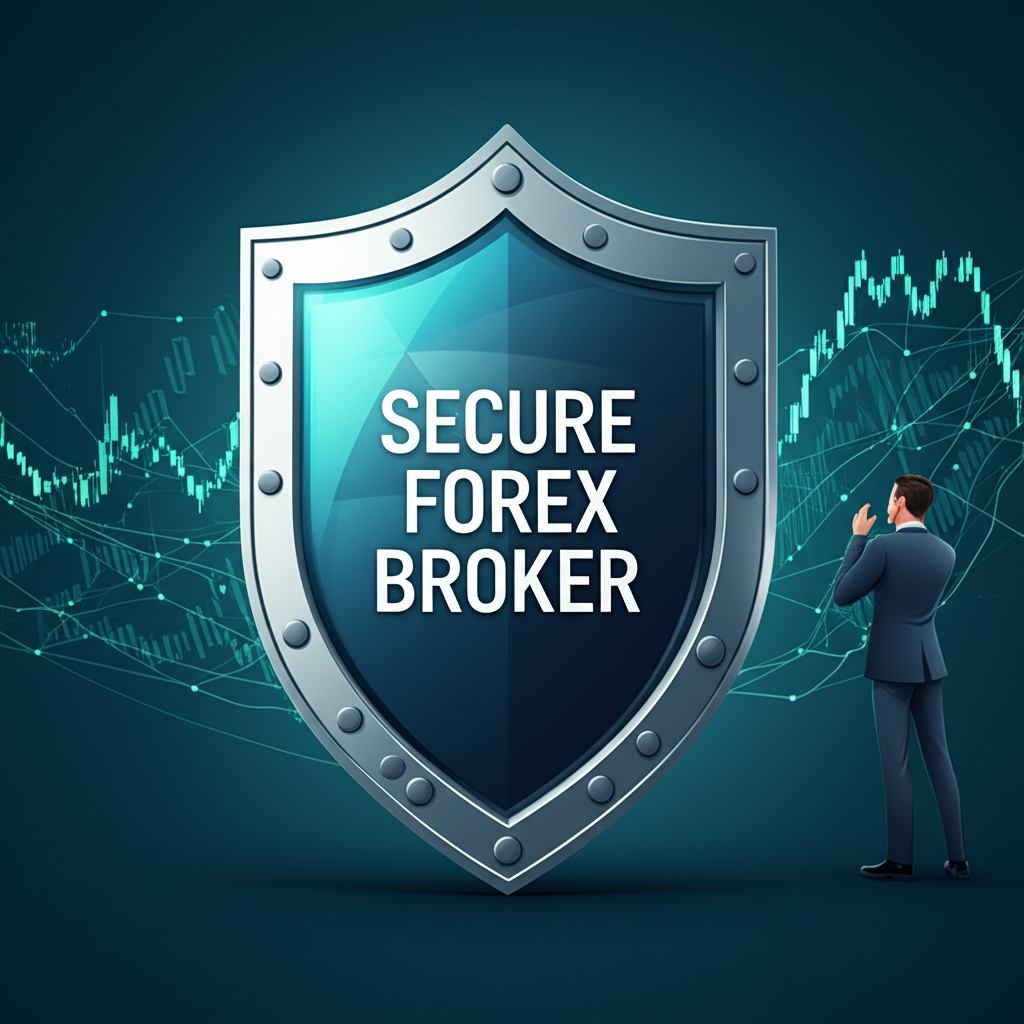 Secure forex broker shield protecting trader from market risks