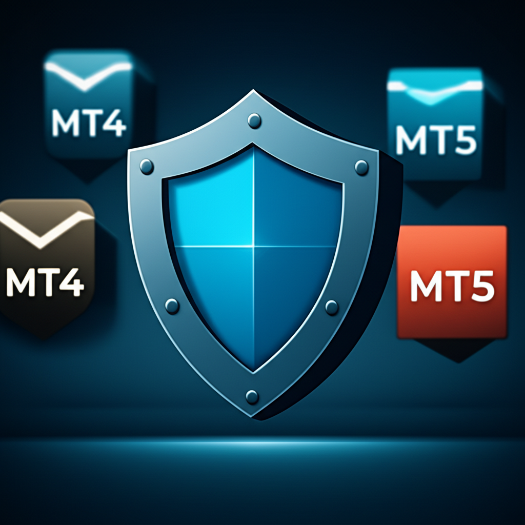 ภาพประกอบโล่กำกับดูแลและความหมายของแพลตฟอร์ม MT4 และ MT5 สำหรับการเลือกโบรกเกอร์