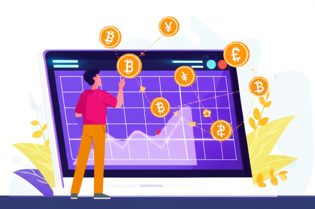 illustration of a person confidently trading on a secure platform surrounded by financial charts and digital currency symbols representing successful forex trading
