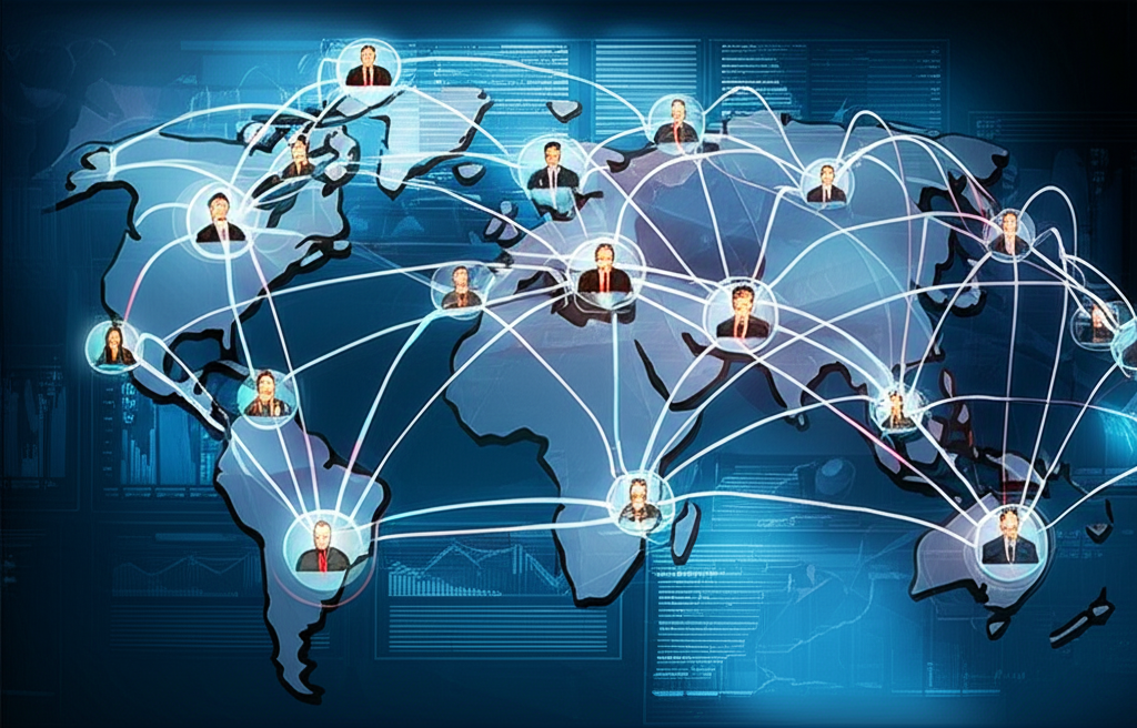 illustration of a global network connecting traders with real time market data and news