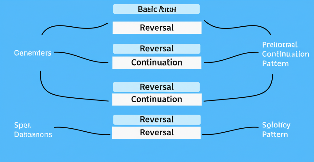 แผนภาพแสดงประเภทพื้นฐานของรูปแบบกราฟฟอเร็กซ์ทั้งการพลิกกลับและการต่อเนื่อง