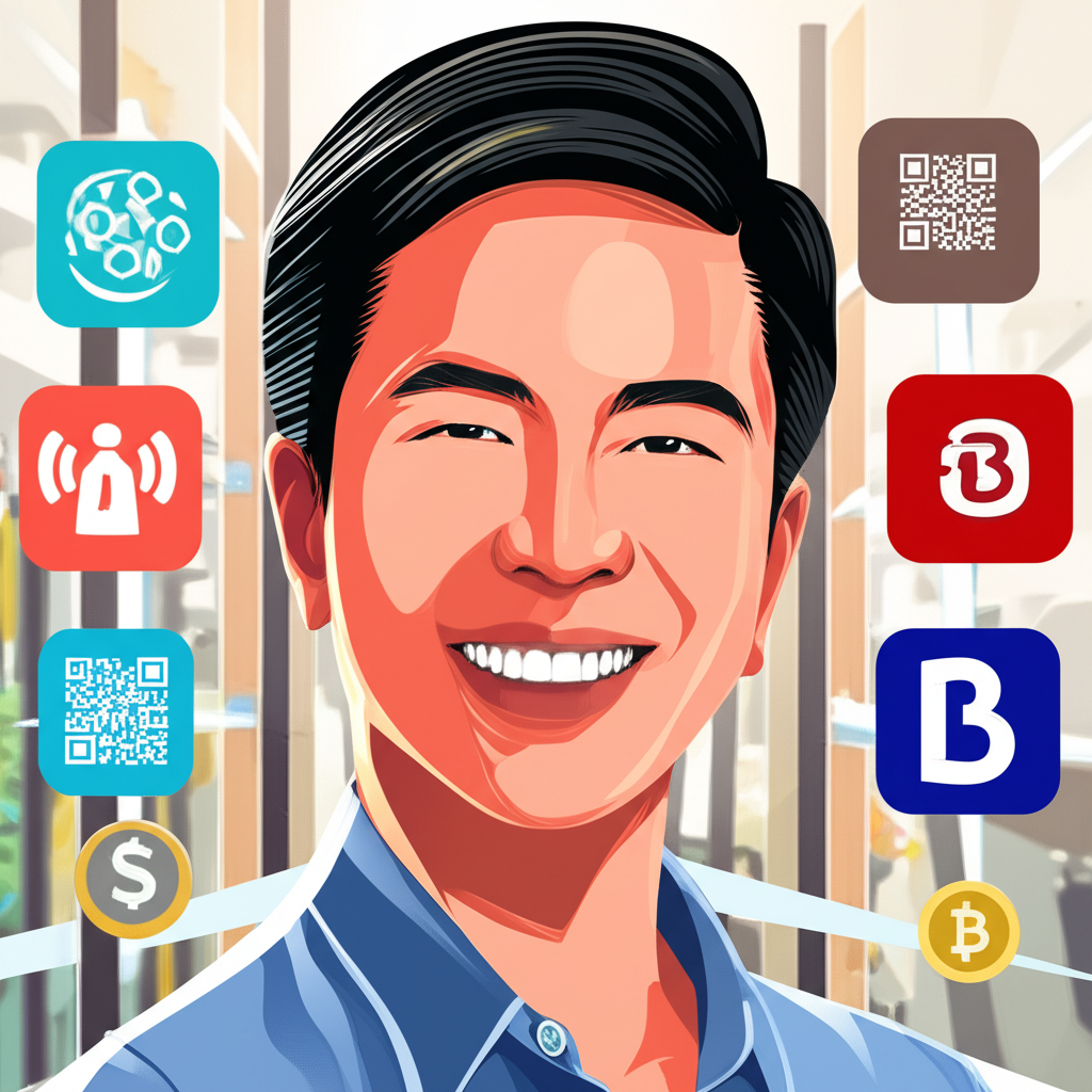 illustration of various secure payment options surrounding a happy Thai trader in 2025