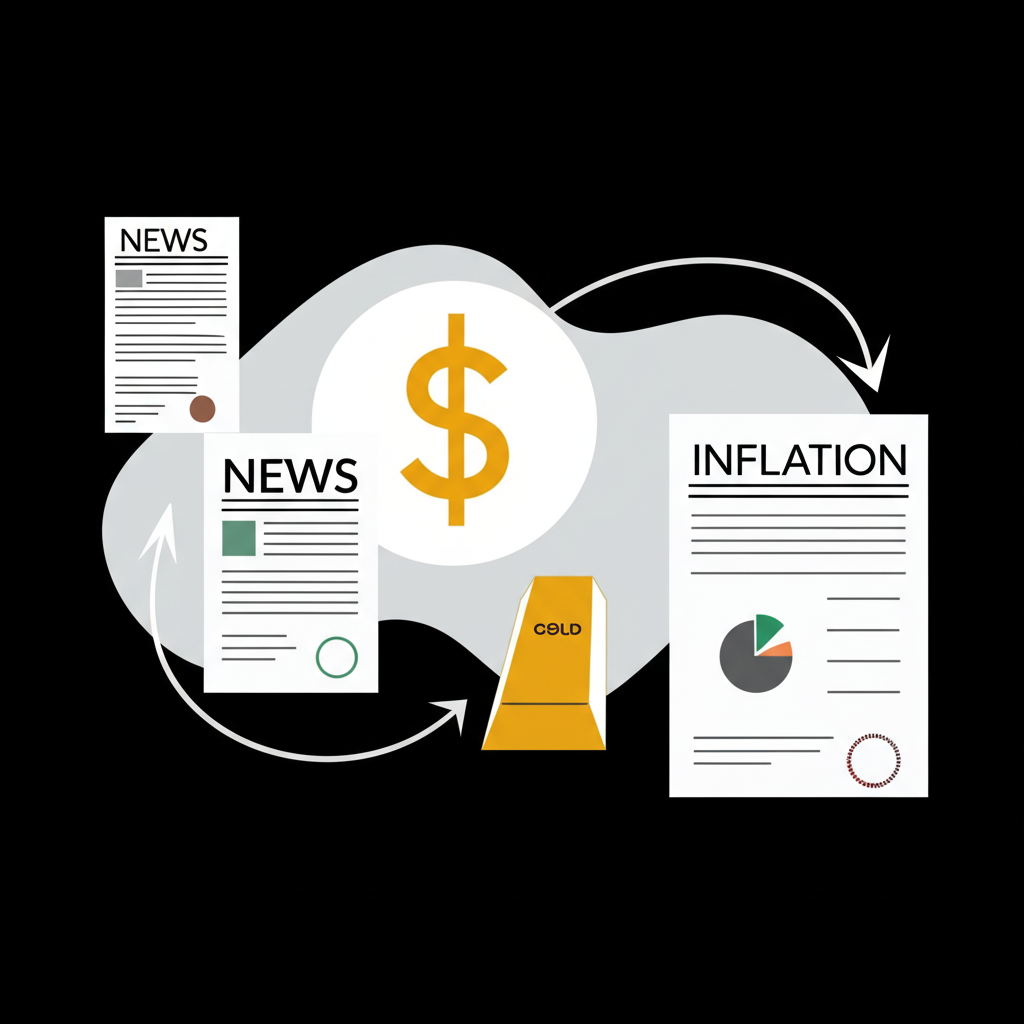 ภาพประกอบพาดหัวข่าวและรายงานเศรษฐกิจที่ส่งผลต่อเงินดอลลาร์สหรัฐและราคาทองคำ