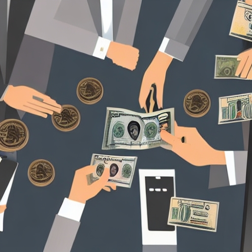 diverse group of people including bankers traders and government officials exchanging global currencies in a vibrant busy market representing the world's largest financial market