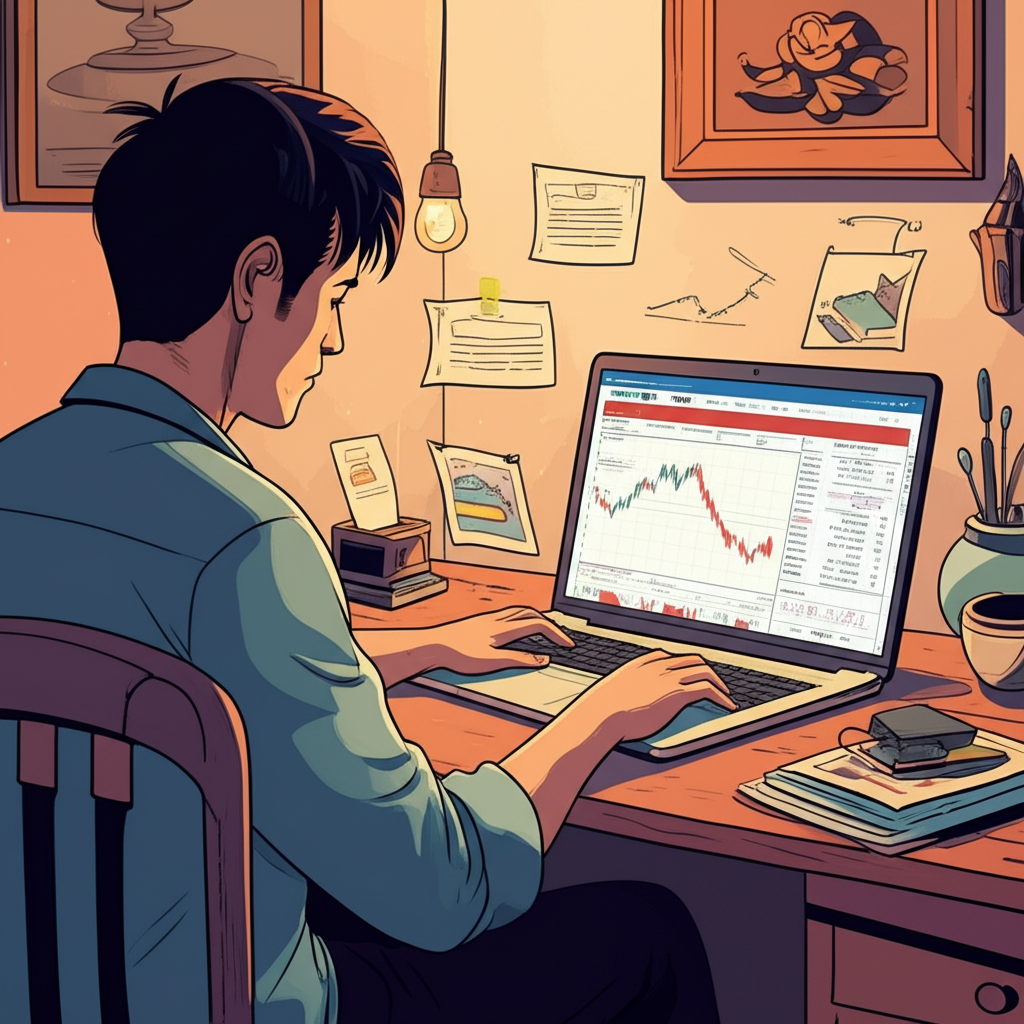 เทรดเดอร์ชาวไทยกำลังใช้แพลตฟอร์มออนไลน์อย่าง TradingView และ Investing.com บนแล็ปท็อป