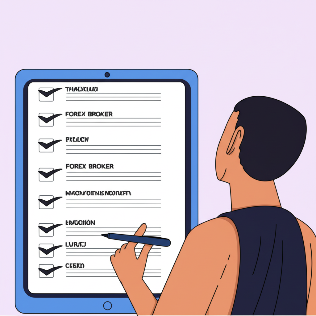 Thai trader selecting forex broker with checklist