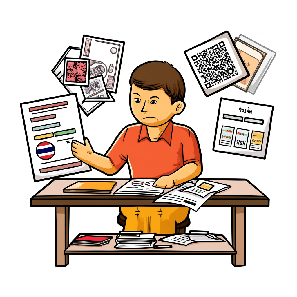 ภาพประกอบนักเทรดไทยที่กำลังตรวจสอบกฎระเบียบระหว่างประเทศและตัวเลือกการชำระเงินท้องถิ่น