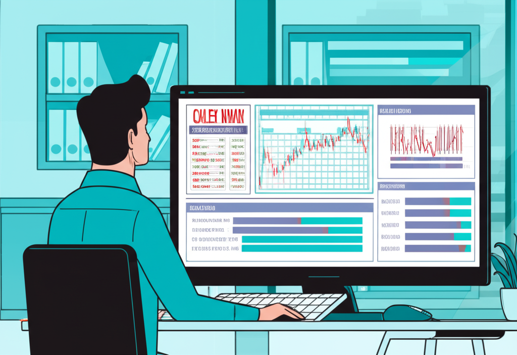 ภาพประกอบนักเทรดไทยกำลังดูหน้าจอคอมพิวเตอร์แสดงข้อมูลปฏิทินข่าวเศรษฐกิจจาก Forex Factory ในออฟฟิศทันสมัย