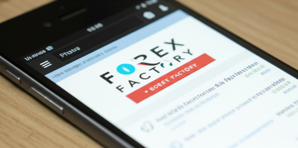 ภาพประกอบหน้าจอสมาร์ทโฟนแสดงเว็บเบราว์เซอร์กับเว็บไซต์ Forex Factory