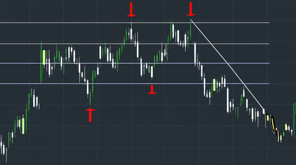 Various candlestick patterns like Pin Bar Engulfing Doji and market structure with support resistance lines